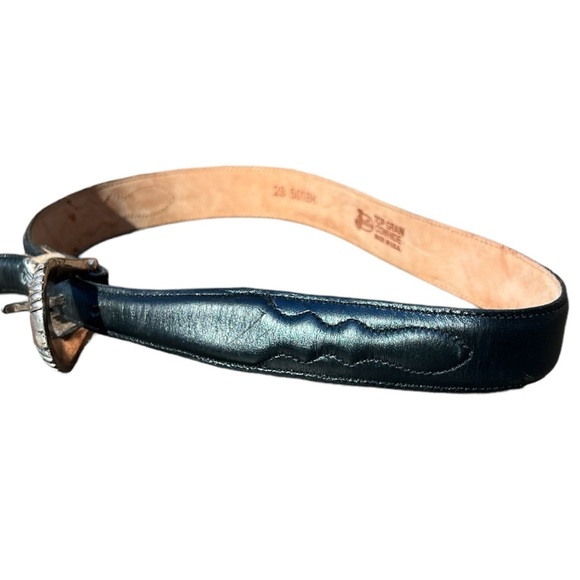 🌻Justin Top Grain Cowhide Black Leather Belt Size 28 - Picture 5 of 11